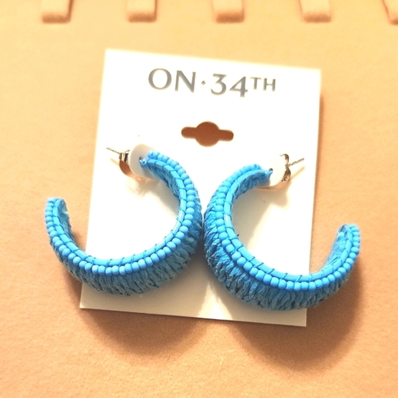 Macy's Jewelry - On 34th Vibrant Blue Textured Hoop Earrings